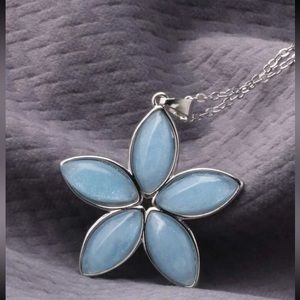 Kathrono Light Blue Flower Pendant Necklace